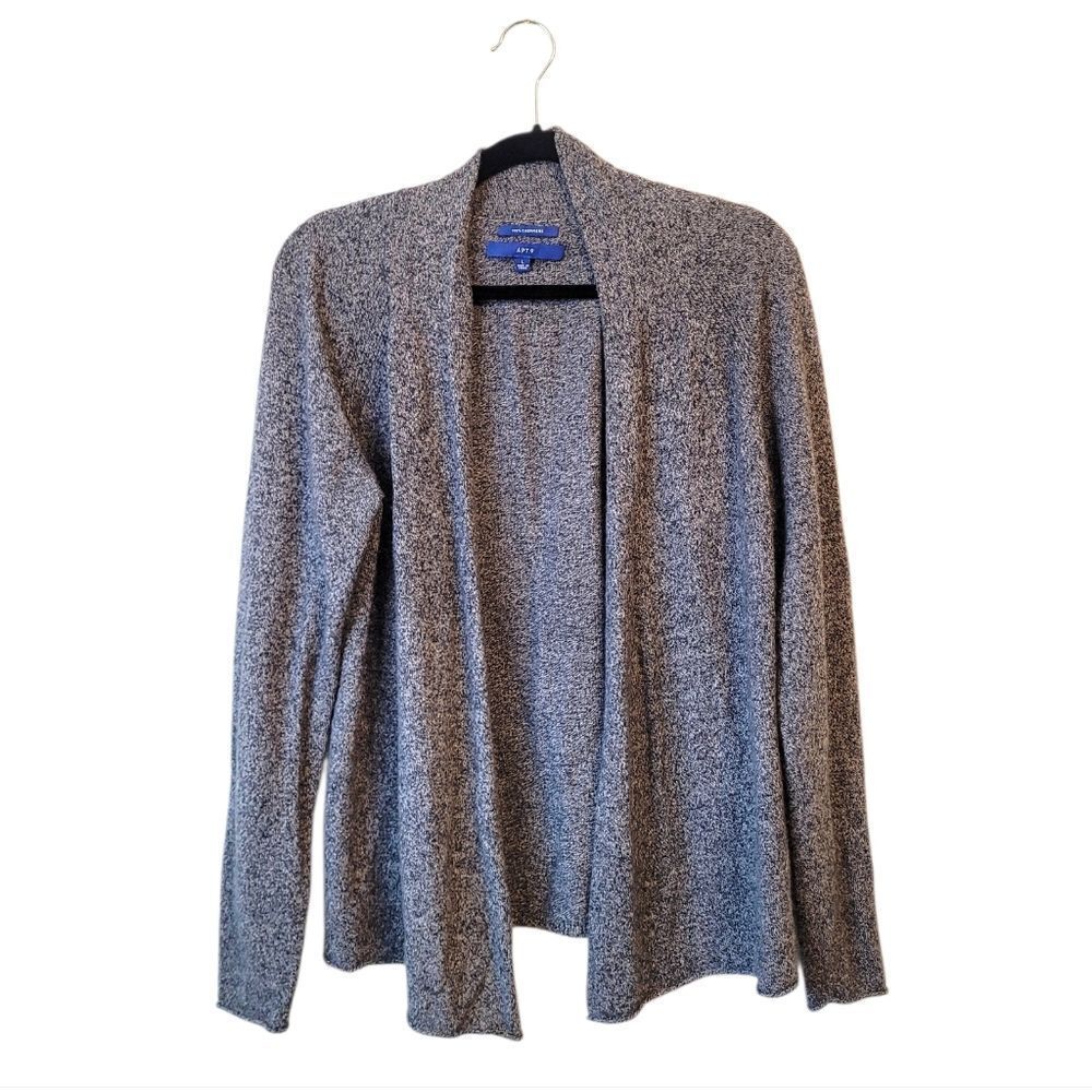 Apt. 9 Charcoal Grey 100% Cashmere Open Front Cardigan Women's Size L